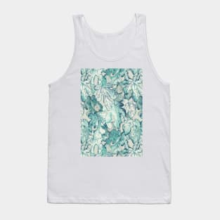 Fig Leaf Fancy - a pattern in teal and grey Tank Top